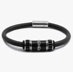 【Fitaco)ブレスレット シリコン 金属アレルギー対応 黒 フリーサイズ