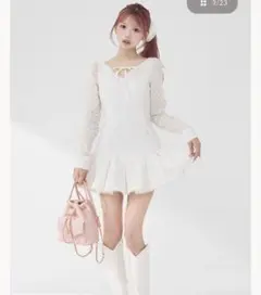 ダーリッチ フロントリボンコットンレースミニワンピース