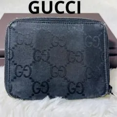 y*1様 GUCCI グッチ GG キャンバス×レザー 二つ折財布 財布 ブラッ