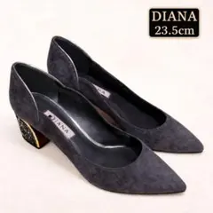 美品DIANA ダイアナ パンプス スエード グリッターヒール グレー 23.5