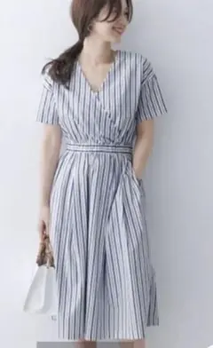 URBAN RESEARCH DOORS ストライプカシュクールワンピース