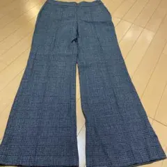 GU 黒チェック柄 ワイドパンツ L
