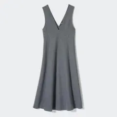 ユニクロ ブラッシュドジャージージャンパースカート M グレー