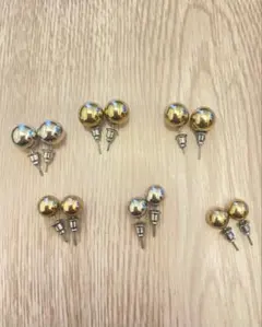 ゴールド・シルバー ボール型ピアスセット