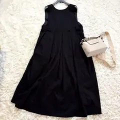 美品Aライン L相当 ブラックフレアロングワンピース ノースリーブ フォーマルも