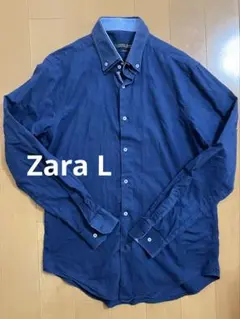ZARA 長袖　シャツ　紺色　L