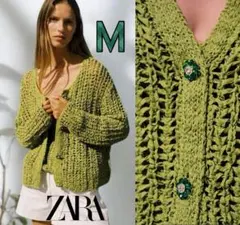 新品 ZARA 定価8,590円 ビジューボタン カーディガン M ラスト1点♪