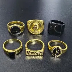 6個 セット リング 指輪 19－20号 ゴールド ブラック ヴィンテージ