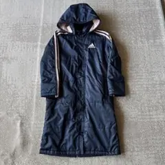 adidas フード付きベンチコート ネイビー140㎝