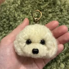 うるうるトイプードル　毛糸キーホルダー＊ぬいぐるみマスコットクリームオフホワイト
