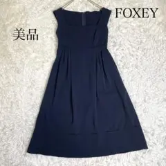 美品✨️フォクシー フレアワンピース ノースリーブ ネイビー 38のサムネイル