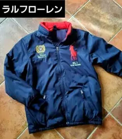 ラルフローレン　ジャンパー　ダウン　ジャケット フード　ネイビー/レッド　160