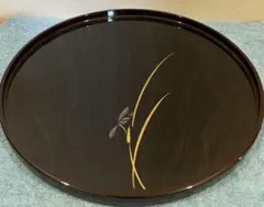 漆器 盆 丸盆 菖蒲柄 漆塗り 伝統工芸