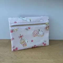 フタにファスナー☆移動ポケット☆スイーツシマエナガ☆ピンク