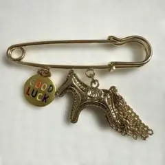 新品☆GOOD LUCK 馬ピン　ブローチ　競馬のサムネイル