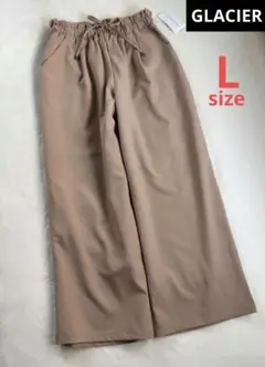 【新品】GLACIER グラシア ウエストゴムフリルワイドパンツ ベージュ L