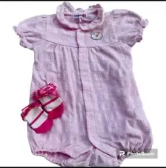 美品　ミキハウス　半袖カバーオール　ロンパース&未使用　靴下セット７０ファミリア