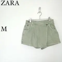 ザラ　ZARA ショートパンツ M グリーン系　綿100 カジュアル　春夏