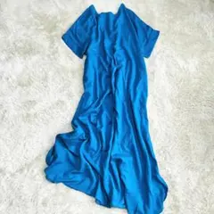 専用【良品】ZARA ロイヤルブルー ロングワンピース M 半袖 - メルカリ
