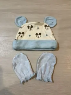 ミッキーマウス ベビー帽子と手袋セット 42〜44cm