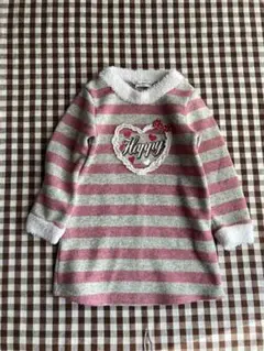 ボーダー裏起毛チュニックワンピース120cm