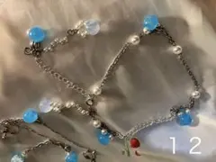 青色ビーズのチェーンブレスレット 主にチョーカーとして