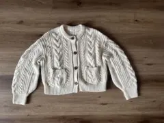 GU アイボリー ケーブルニット カーディガン