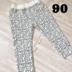 ベビー 90 レギンス パンツ 総柄 ホワイト系