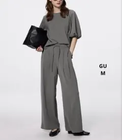 完売品　GU ジーユー　ドレープワイドパンツZ グレー　M⚪︎356234
