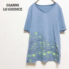 ジャンニ ロ ジュディチェ　Tシャツ　Vネック　プリント　綿100　薄手　Sのサムネイル