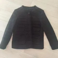 黒 ツイード ノーカラージャケット　zara ザラ　XSサイズ