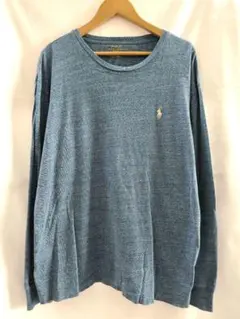 み*ん様 ポロラルフローレン 長袖Tシャツ ロンT M 杢ネイビー 刺繍ロゴ 古
