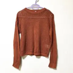 【新品未使用】UNIQLO オレンジ メッシュ麻混 サマーニット、サマーセーター
