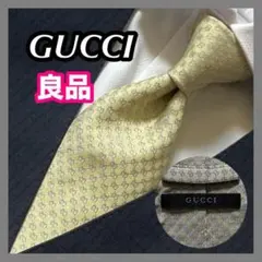 【初日割】GUCCI グッチ ネクタイ GG柄 イエロー 黄色 シルバー シルクのサムネイル