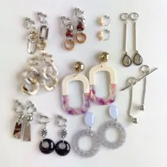 大人可愛いイヤリング　まとめ売り　ハンドメイドイヤリング　アシンメトリー