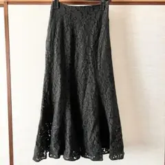 フリーズマート マーメイド ロングスカート 黒 総レース 春夏秋 キレイめ 上品