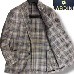 J7010 超美品 ラルディーニ チェック柄ジャケット グレー系×ネイビー 48