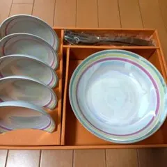 新品未使用　大皿1枚　小皿5枚　スプーンフォークセット