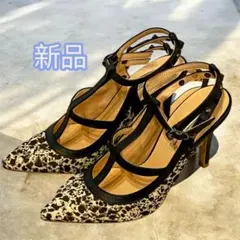 セブントゥエルブサーティー Tストラップ ポインテッドトゥ パンプス 黒 23