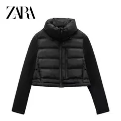 新品 ZARA ザラ コントラストパフジャケット 中綿ジャケット ショート丈