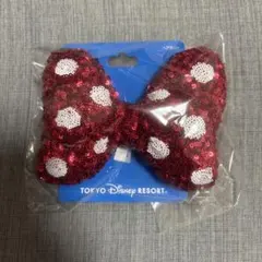 ディズニー　スパンコール　ヘアゴム　ヘアポニー　ミニー　パルパルーザ　リボン　赤