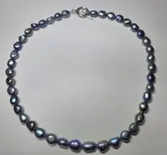 淡水バロックパール ネックレス 青紫色 約40cm