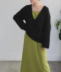 【titivate】ストレートシルエットキャミソールワンピース　ライトグリーン