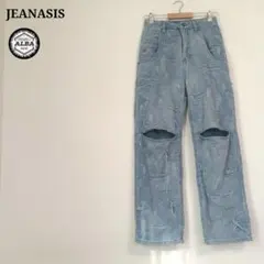 JEANASIS　ジーナシス　デニムパンツ　スリット加工　ダメージ加工　青　M