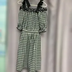 ロディスポット ワンピース　ギンガムチェック リボン　ブラック