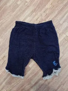 ニットプランナー　ズボン　90 ウサギ刺繍 ダークブルー ボトムス