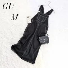 ジーユー/スカート/黒デニム/サロペット/白ステッチ/ジャンスカ/体型カバー☘️