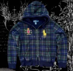 希少 Ralph Lauren ビックポニー チェック柄 ダブルジップパーカー