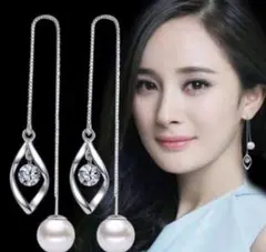 l39☆大人気商品☆春色アクセント☆パール シルバー ジルコニア 可愛いピアス