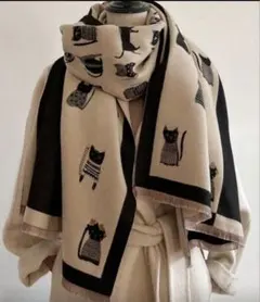 【新品】ねこ ストール 大判 キャット 猫 マフラー ひざ掛け おしゃれ にゃん